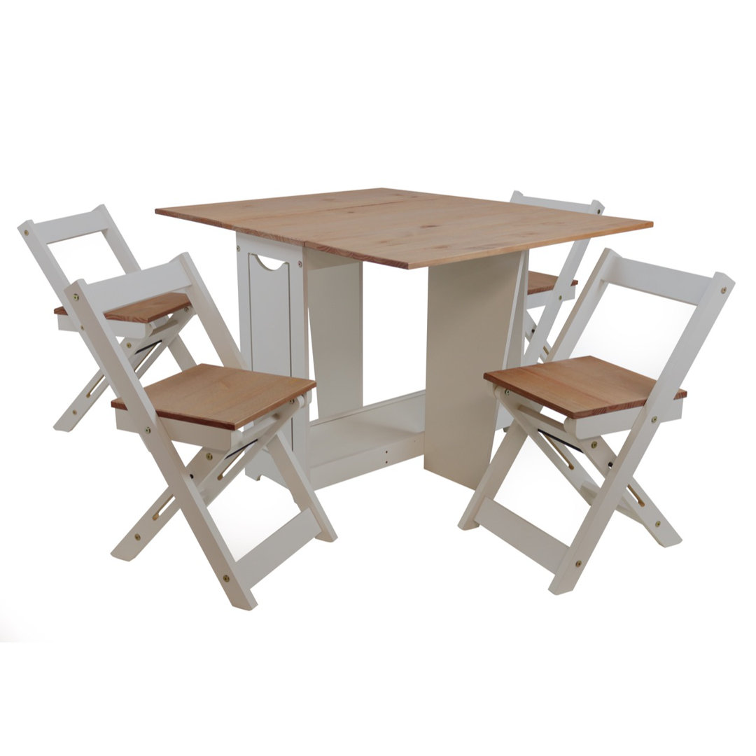 Mercers Furniture Corona Grey Wax Drop Leaf Dining Set & 4 Chairs - Mexican Styling Compact Folding - Image 4