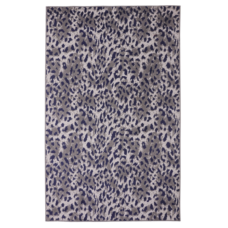 Tapis gris à motif animalier Erihn, Rectangle 3 pi 6 po x 5 pi 6 po