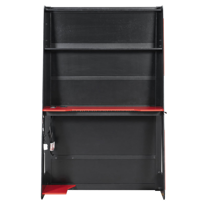 Twin Gaming Loft Bed With Desk & RGB Lighting | Multi-Storage Design, Red