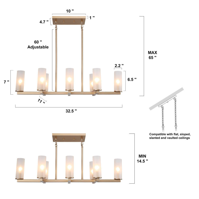 Breeana 8-Light Dimmable Linear Pendant
