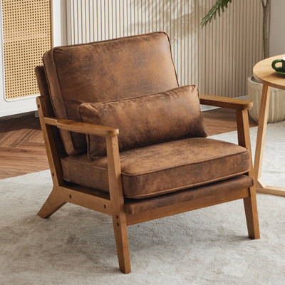 Chaise d'appoint rembourrée avec pieds en bois et un coussin Lemley