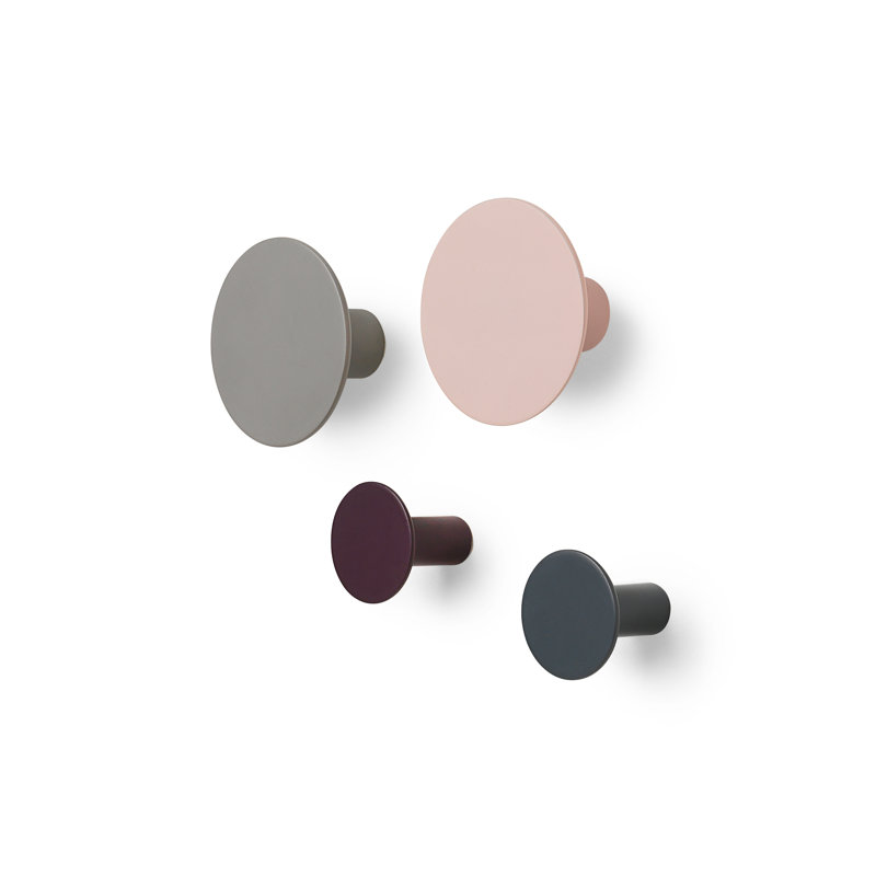 Ponto Plastic Wall Wall Hook, Elephant skin/Gunmetal/Rose dust/Wine tasting
