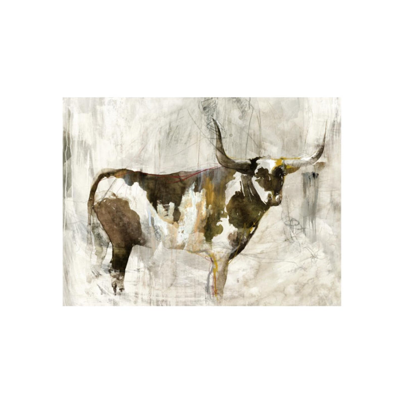 Bovin brun par Emma Brooks - Peinture, Plexi, H 30 po x l 40 po