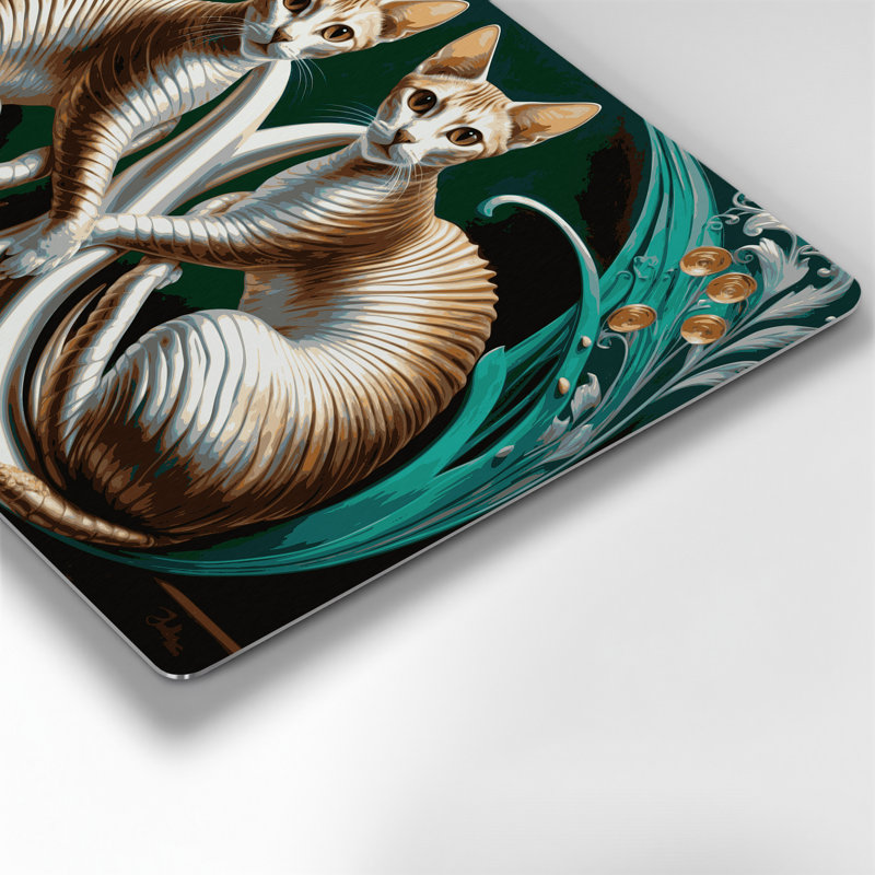 «Cats Cornish Rex», art mural en métal brun, H 240 po x l 288 po x P 0,05 po