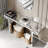 60 Inches Luxury Full-Length Mirror Console Table With Fluted Tempered Glass, Entryway Mirrored Sofa Table, Light Luxury Style, Scratch-Resistant, Reinforced Packaging