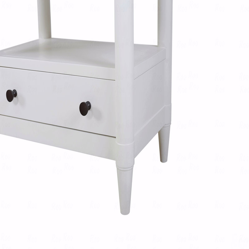 Table de chevet ouverte à finition blanche avec 2 tiroirs, Blanc