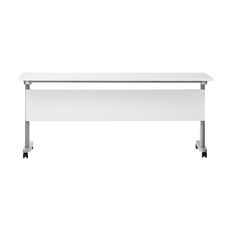 Table de formation commerciale avec structure en acier et pieds en T, Gris, Blanc, 30"H x 72"W x 23.5"D