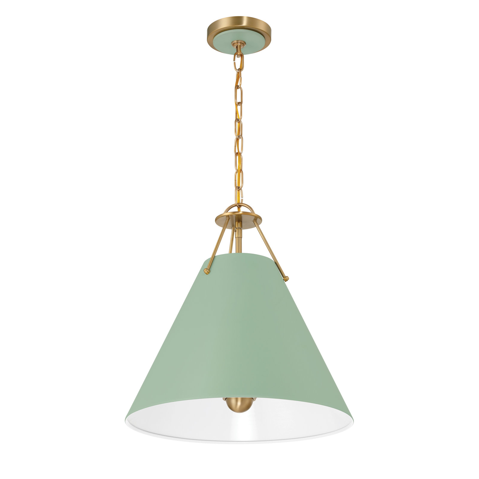 Kinston Dimmable 3-Light Pendant, Gold, Green