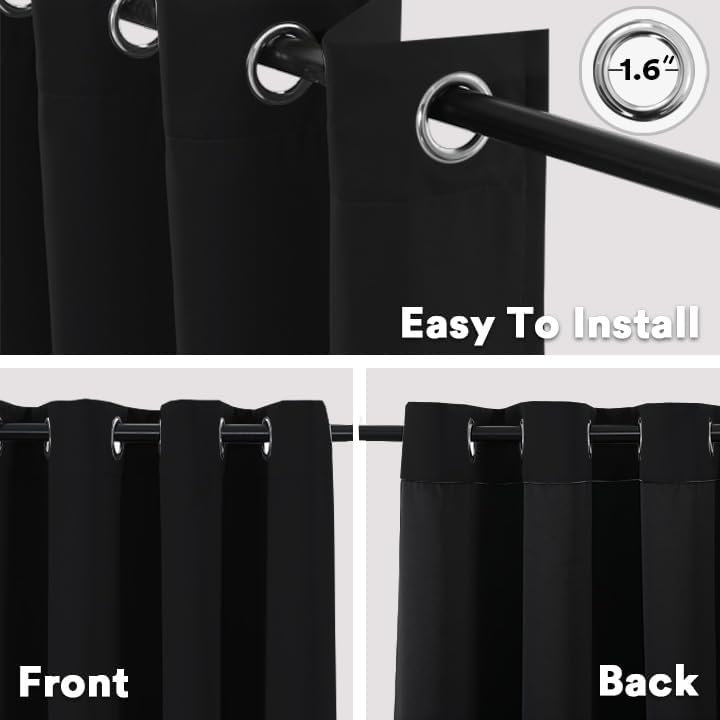 Blackout Curtain Pair, 137.2cm Width x 167.6cm Drop, Black