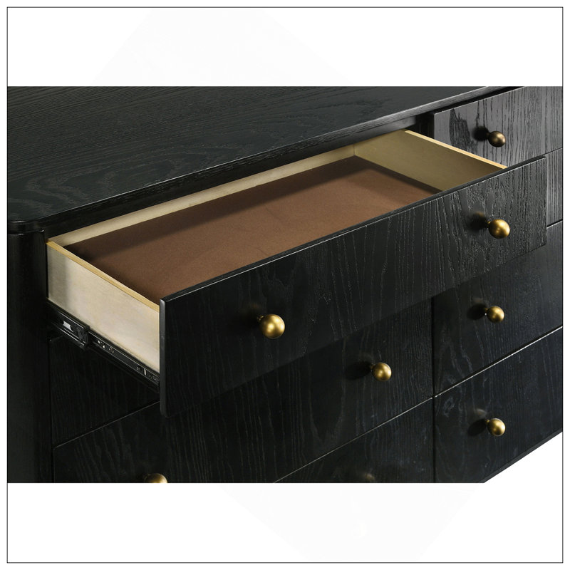 Commode rectangulaire à 8 tiroirs Stevie, Noir