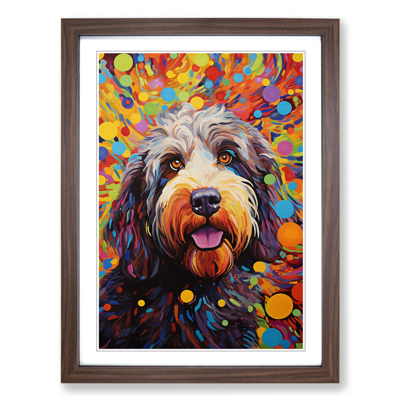 XYZ-FRM-V1223-3997 Labradoodle Orphism No.2 - Single Picture Frame Print on Wood, 64cm H x 46cm W x 2cm D, Walnut