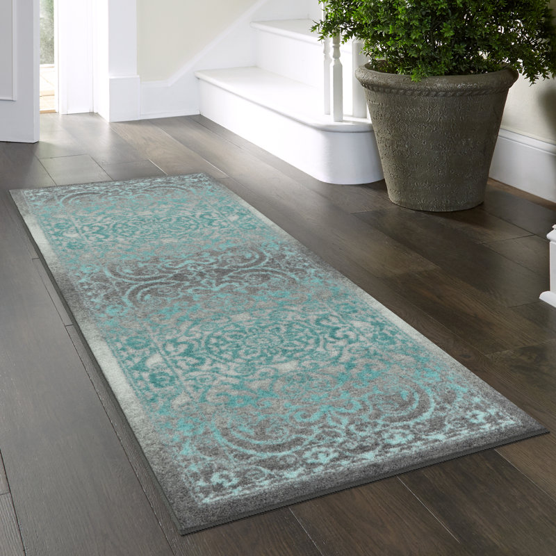 Tapis oriental intense Dreyfuss, Tapis de couloir 2 pi x 6 pi,  Grey/Blue 