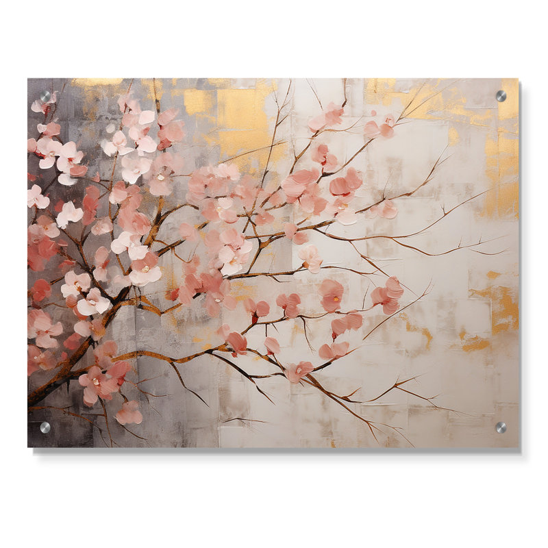 Cherry Blossom Tree Whispers of Pink - Art mural acrylique arbre, H 30 po x l 40 po