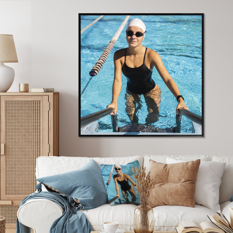Photo photo d'athlète nageant sur toile, H 30 po x l 30 po x P 1 po, Cadre flottant noir