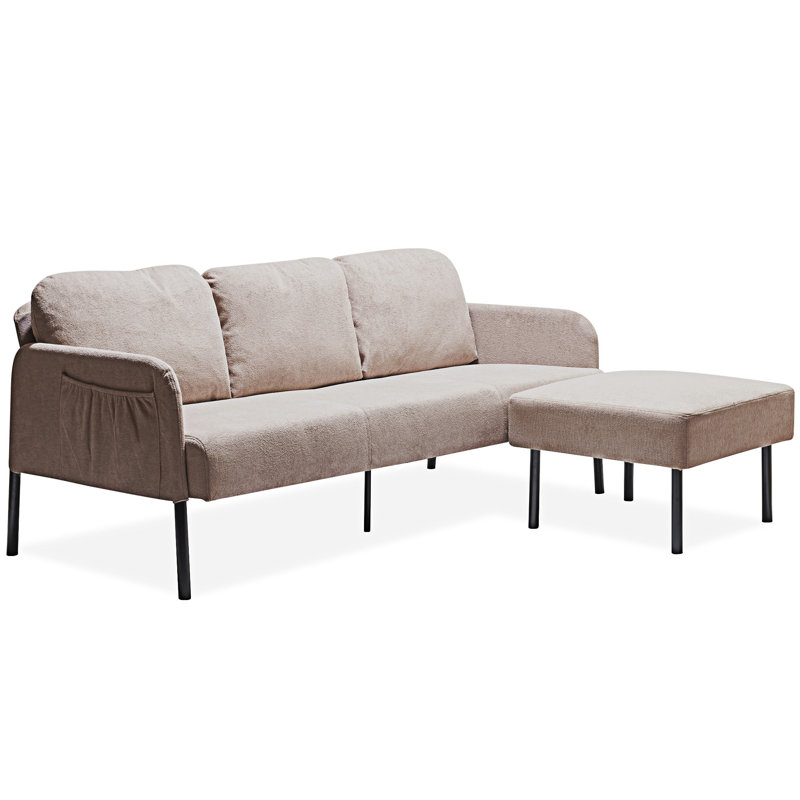 Canapé rembourré avec repose-pieds, H 29,15 po x l 53,8 po x P 67,42 po, Polyester beige