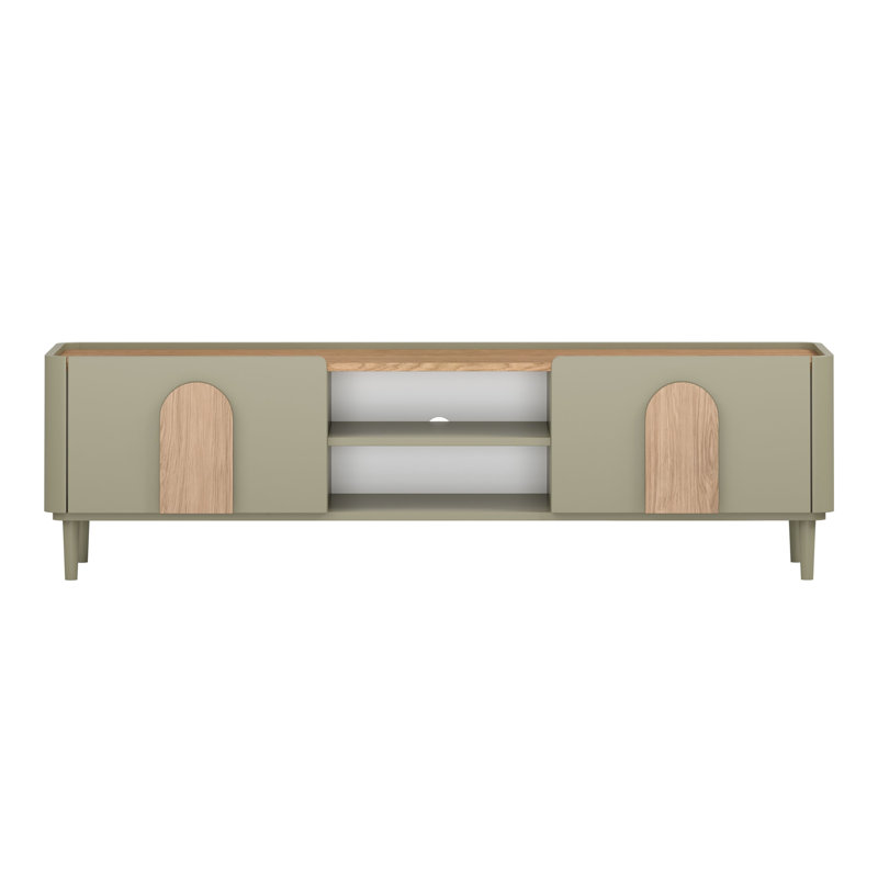 Sadeen Tv Stand With Legs, 48 cm H x 170 cm W x 48 cm D, Green/Brown