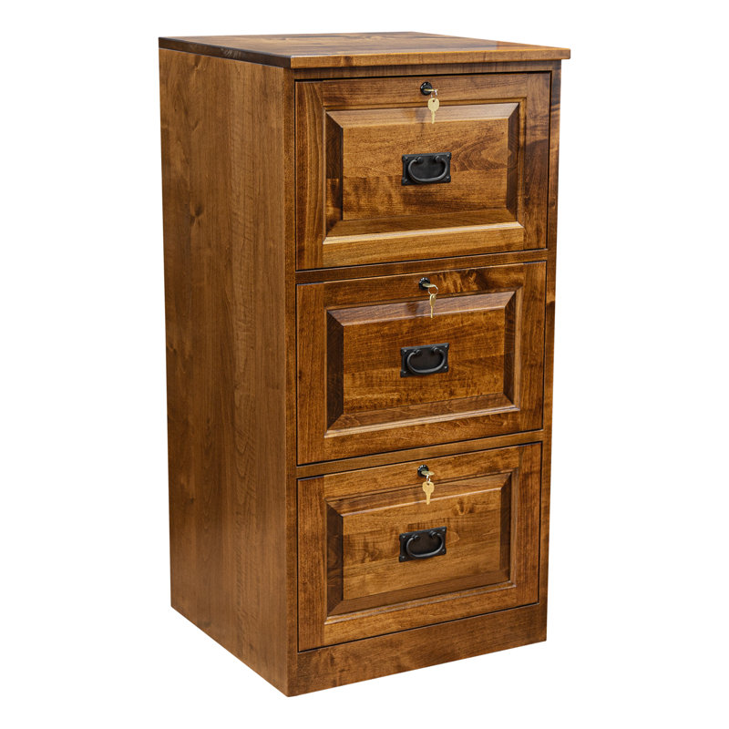 Doory 21'' Wide 3 -Drawer Solid Wood File Cabinet, Cherry