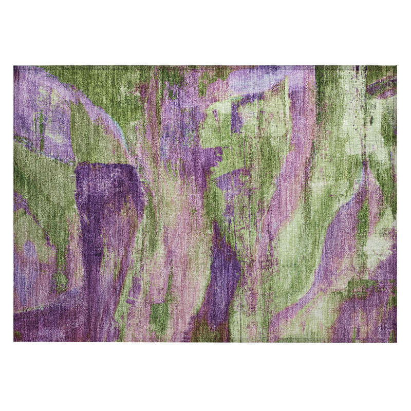 Machine Washable Indoor/Outdoor Xhevrie Purple Rug, Rectangle 1'8" x 2'6"