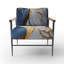 Fauteuil moderne en velours bleu géode abstrait I, fauteuil d'appoint abstrait en marbre-151340380