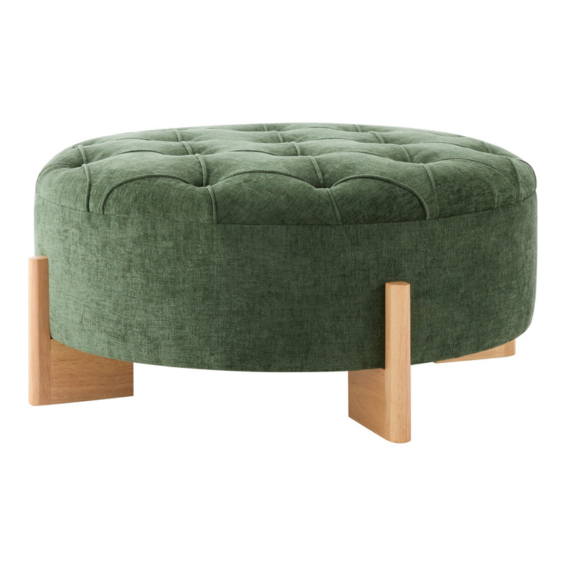 Repose-pieds moderne capitonné rond, Vert