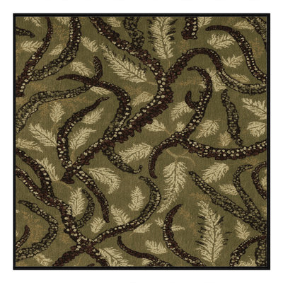 Tapis botanique brun lavable à la machine