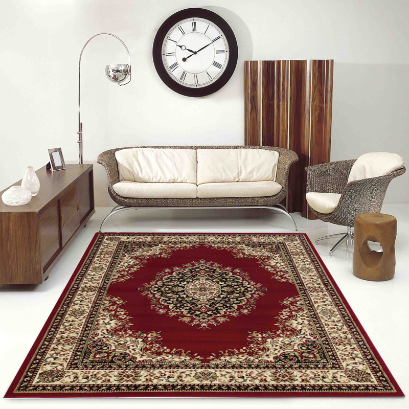 Tapis oriental rouge / ivoire Colebrook, Rectangle 3 pi 3 po x 4 pi 11 po
