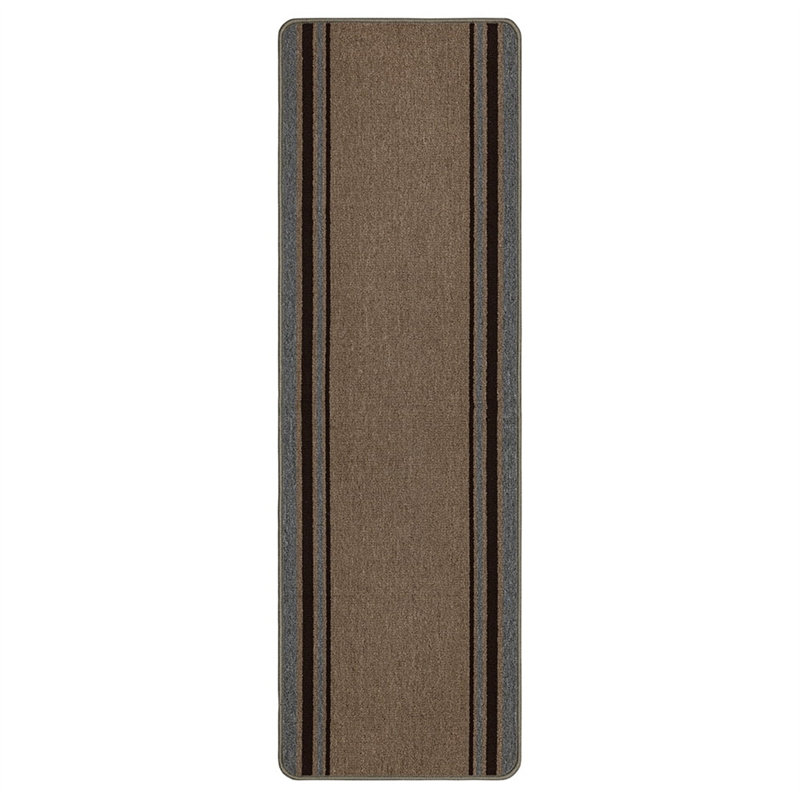 Tapis d'intérieur en polypropylène rayé Titan, pacane et gris, 1 pi 7 po x 6 pi