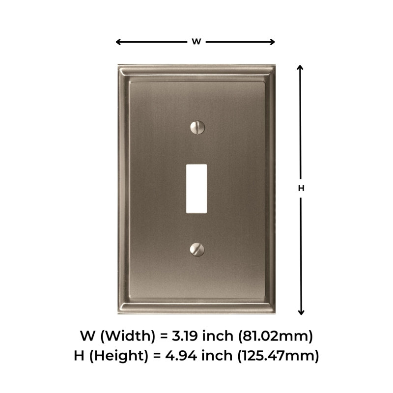 Mulholland 1-Gang Toggle Light Switch Wall Plate, Satin Nickel