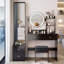 American Design, commode, armoire à miroir pleine grandeur, coiffeuse à DEL ronde de 17 po, tabouret rembourré, 2 centrales électriques et AC, ports d'éclairage réglables à luminosité tactile de 3 couleurs, commande
