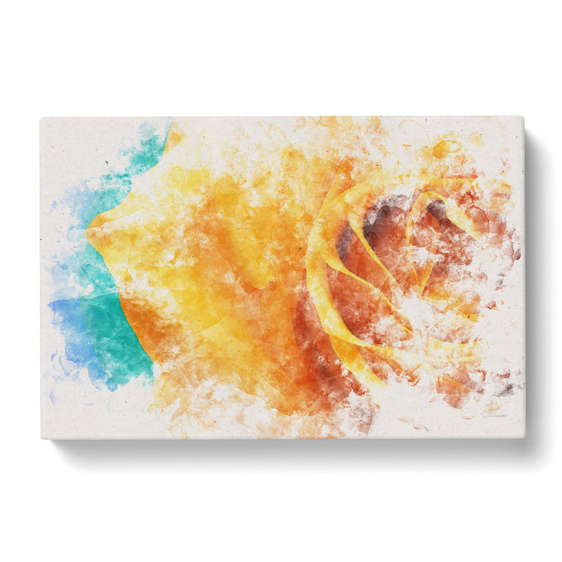 A Golden Yellow Rose - Wrapped Canvas Print, 40cm H x 60cm W x 3cm D