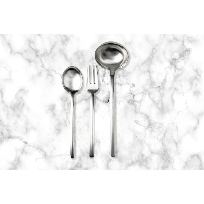 Due 3 Piece Stainless Steel Hostess Set, 11.75" L x 3.7" W, Ice Silver