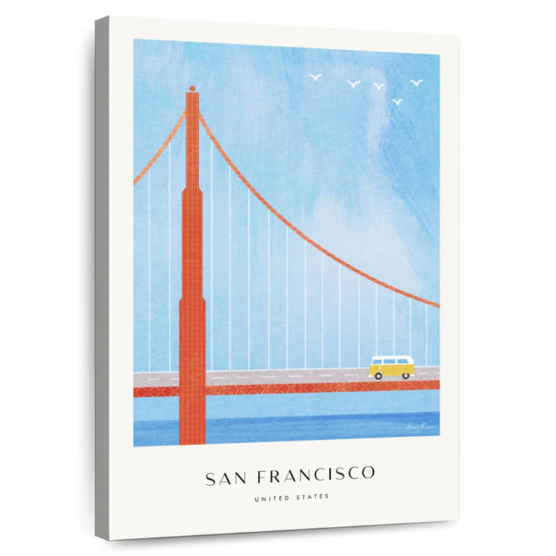 Affiche de voyage rétro Aime San Francisco Bridge, H 48 po x l 32 po