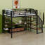 Maximiser l'espace Lit mezzanine en métal avec escalier intégré, table de rangement basse et tablettes
