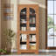 Garde-manger de 70 po de hauteur avec portes en verre arquées, tablettes réglables, armoire de rangement pour aliments, érable rouge-680110041