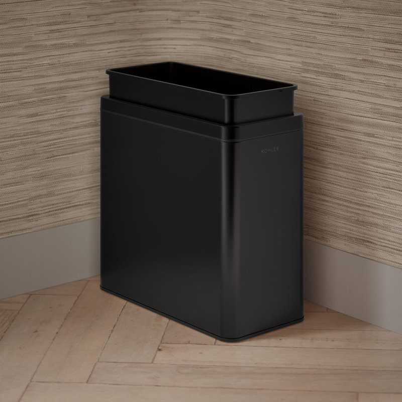 12-Liter Open-Top Trash Can, Black Stainless Steel