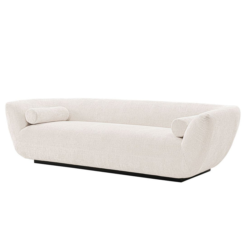 Hervie 96.46'' Round Arm Sofa, Cream Boucle