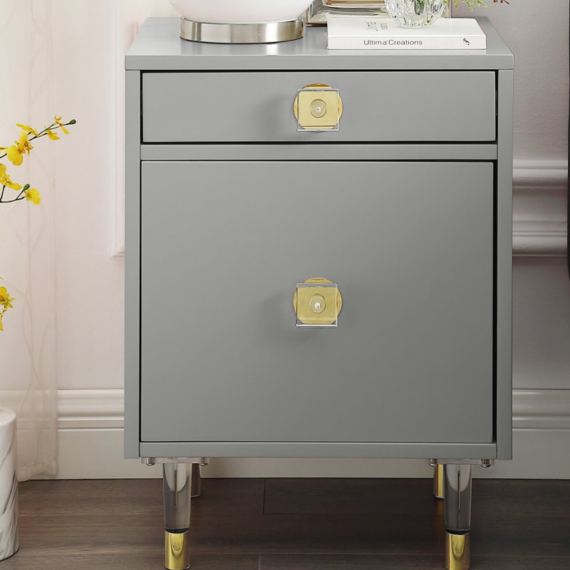 Heather Side Table/Accent Table/Nightstand For Bedroom, Light Gray