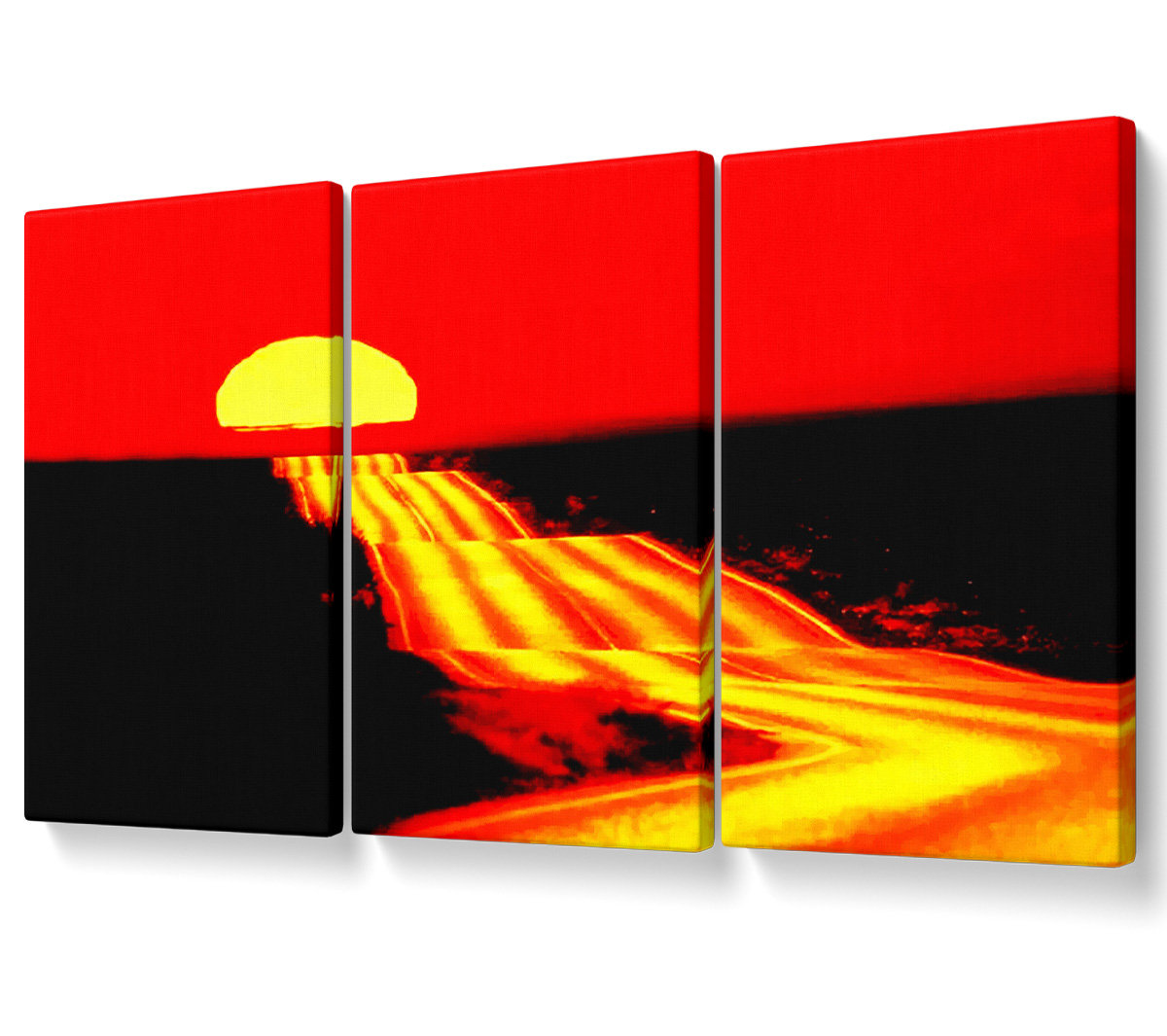 Ebern Designs The Road to the Sun - 3 Piece Wrapped Canvas Graphic Art ...