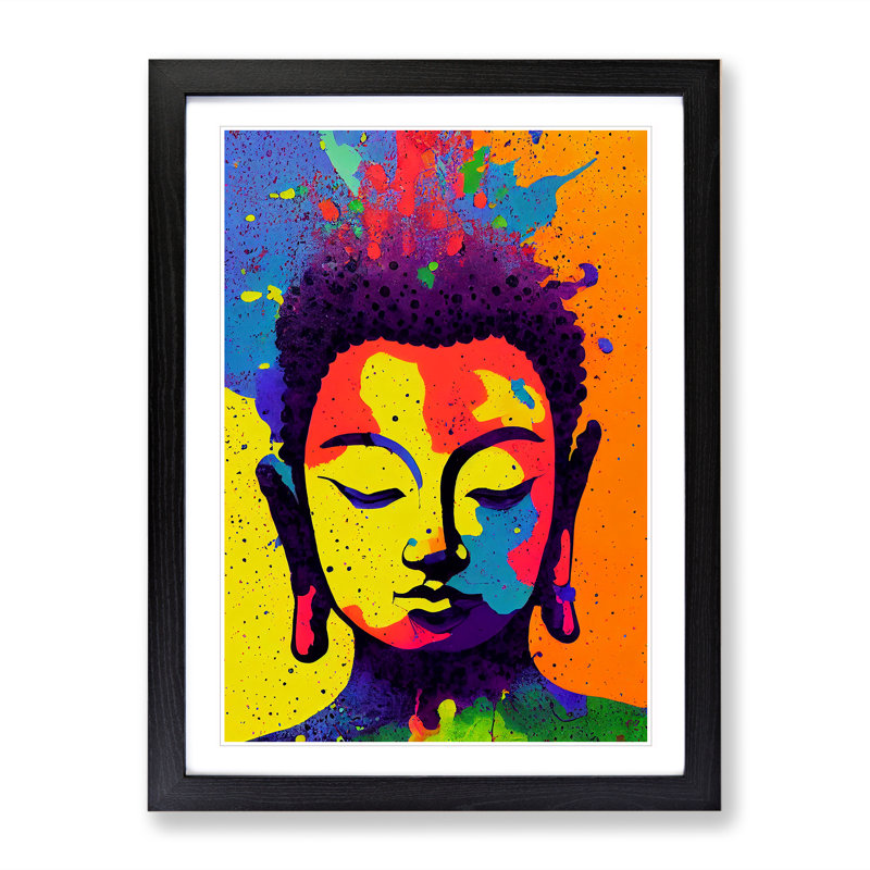 Buddha Splashed No.3 - Single Picture Frame Print, Black Framed , 35cm H x 50cm W x 2cm D