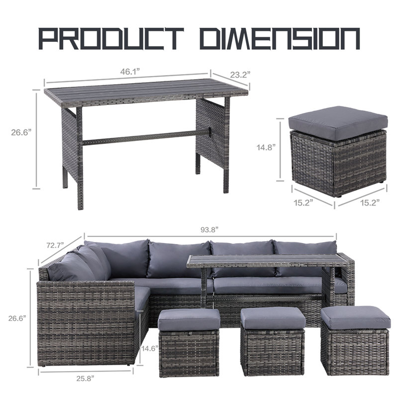 Ensemble de conversation modulaire avec coussins 7 pièces