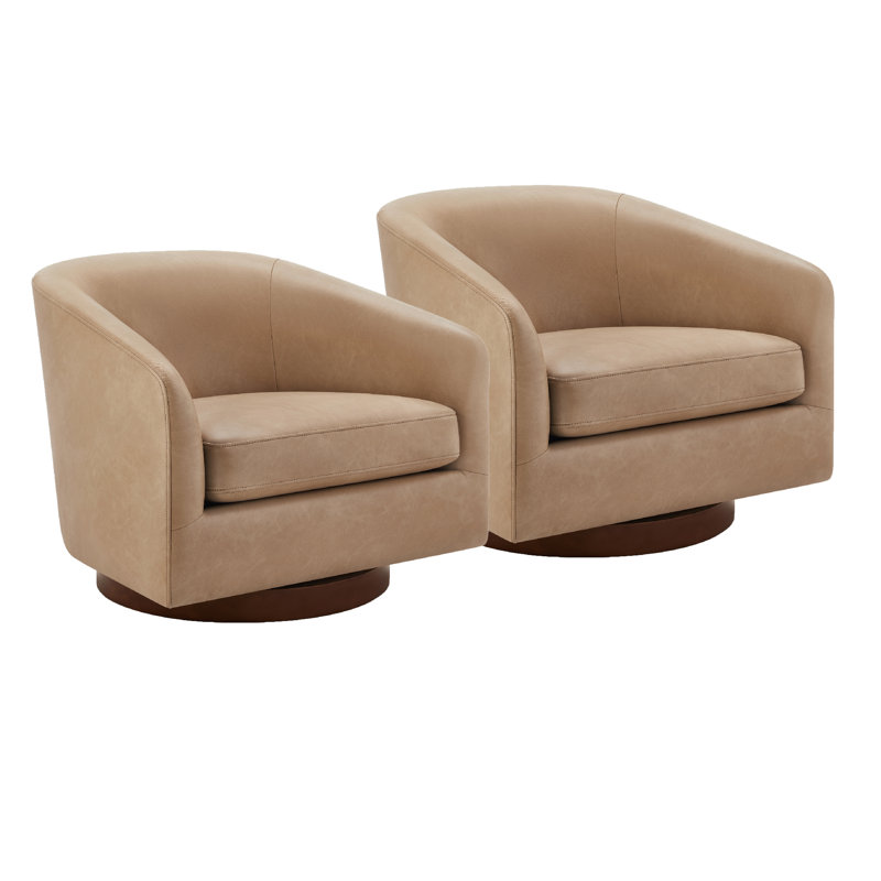 Bennett Faux Leather Swivel Barrel Chair, Copley Tan