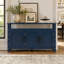 Buffet UNAFLOR en pin de 140 cm (55,1 pouces) avec rangement à 3 portes et accents de rivets industriels-1651061765
