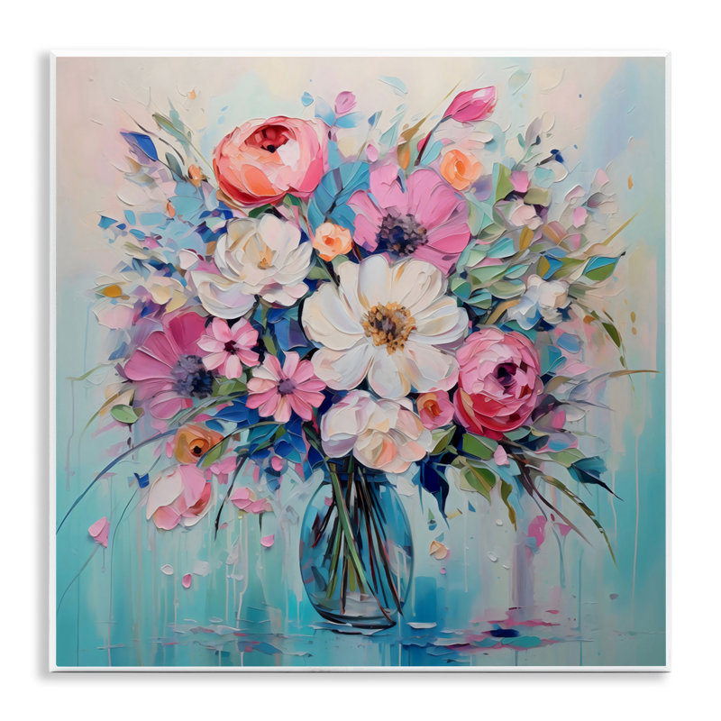 Faux bouquet texturé sur plaque murale bleue, design par Creative Studio