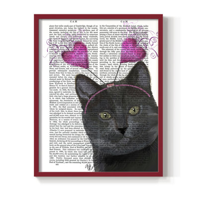 Black Cat, Valentines Framed Print - Solid Wood