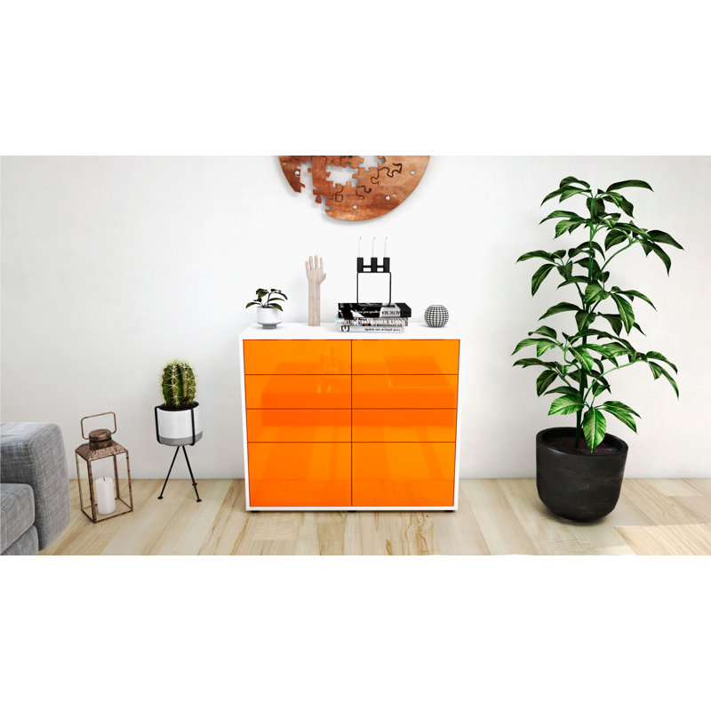Ravenwood 92cm Sideboard, White/High-gloss orange