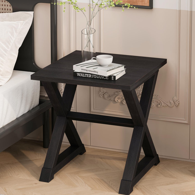 Table d'appoint, table de bout, table de chevet rectangulaire pour la maison, Noir