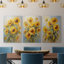 Étude florale CXLIX - Ensemble de 3 toiles tendues avec châssis - Prêt à être accroché-943800167