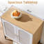 Buffet de rangement 94,47 "avec portes et tablettes, chêne naturel et blanc, 3 pièces-133866829
