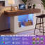 Console de style champêtre avec station de recharge (prises électriques) et éclairage DEL, tablette de rangement à 2 niveaux-481590476