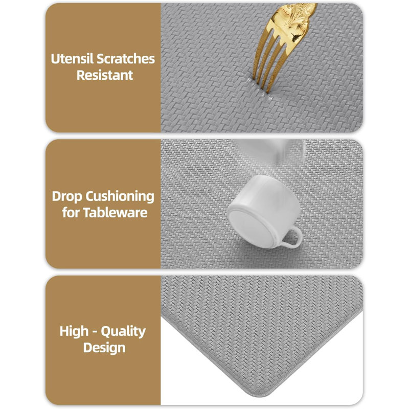 Tapis de cuisine anti-fatigue Jendrik, Gris, 17 po x 29 po et 17 po x 29 po